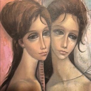 Big Eyes VTG Mod Margaret Keane Lithograph Print Midcentury Vintage Pop Art